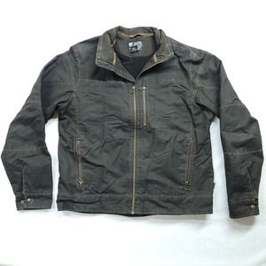 Kuhl Burr Jacket Mens XL Brown Vintage Patina Dye Lined Waxed Canvas